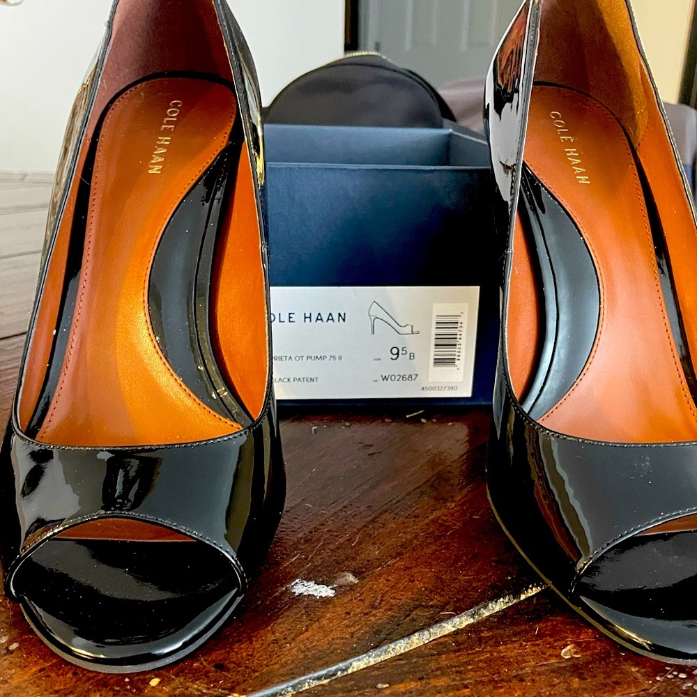 Cole Haan size 9 1/2 Black Patent heels